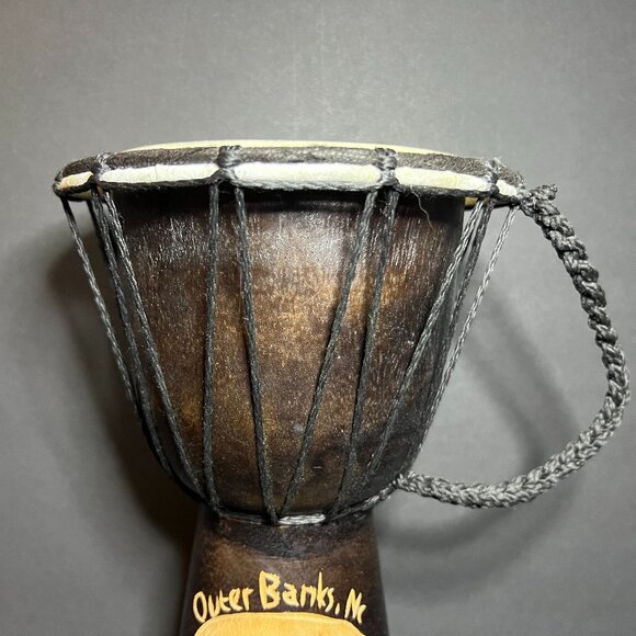 OBX Outer Banks North Carolina Souvenir Hand Carved Wooden Bongo Drum 9.75" - Picture 2 of 8